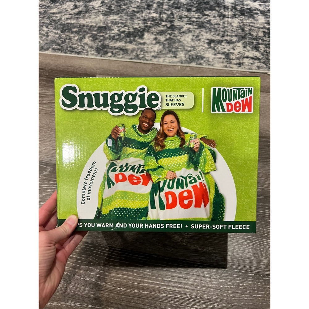 NEW Snuggie Wearable Blanket Unisex OS Green Mountain Dew Retro Fleece Sleeves